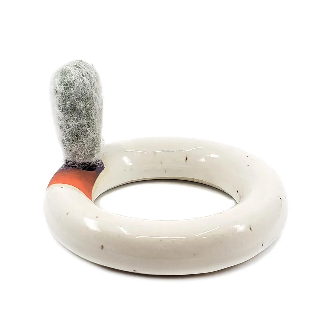 (30% Off) Large Plush Cactus - Espostoa Melanostele in Orange Purple Donut Pot by Hook And Wheel