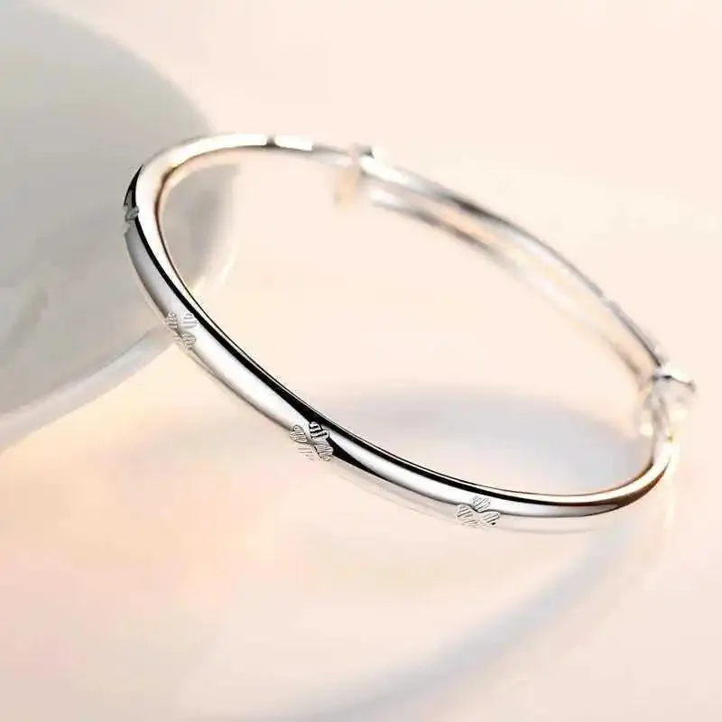 Adjustable 925 sterling silver classic Lucky clovers bracelets Bangles for women fashion party wedding jewelry gifts