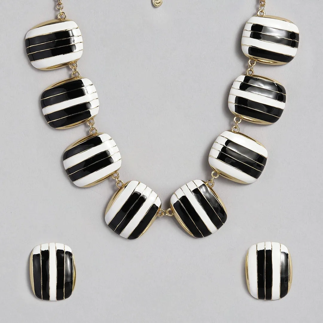 Estele - Piano enamel Gold Plated Necklace Set For Women