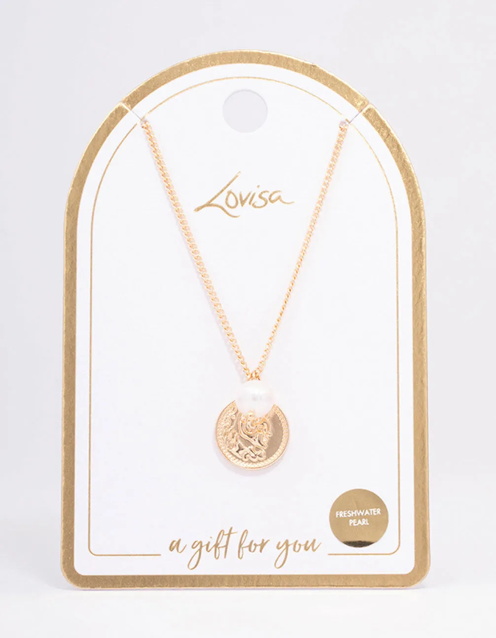 Gold Chunky Coin & Pearl Necklace