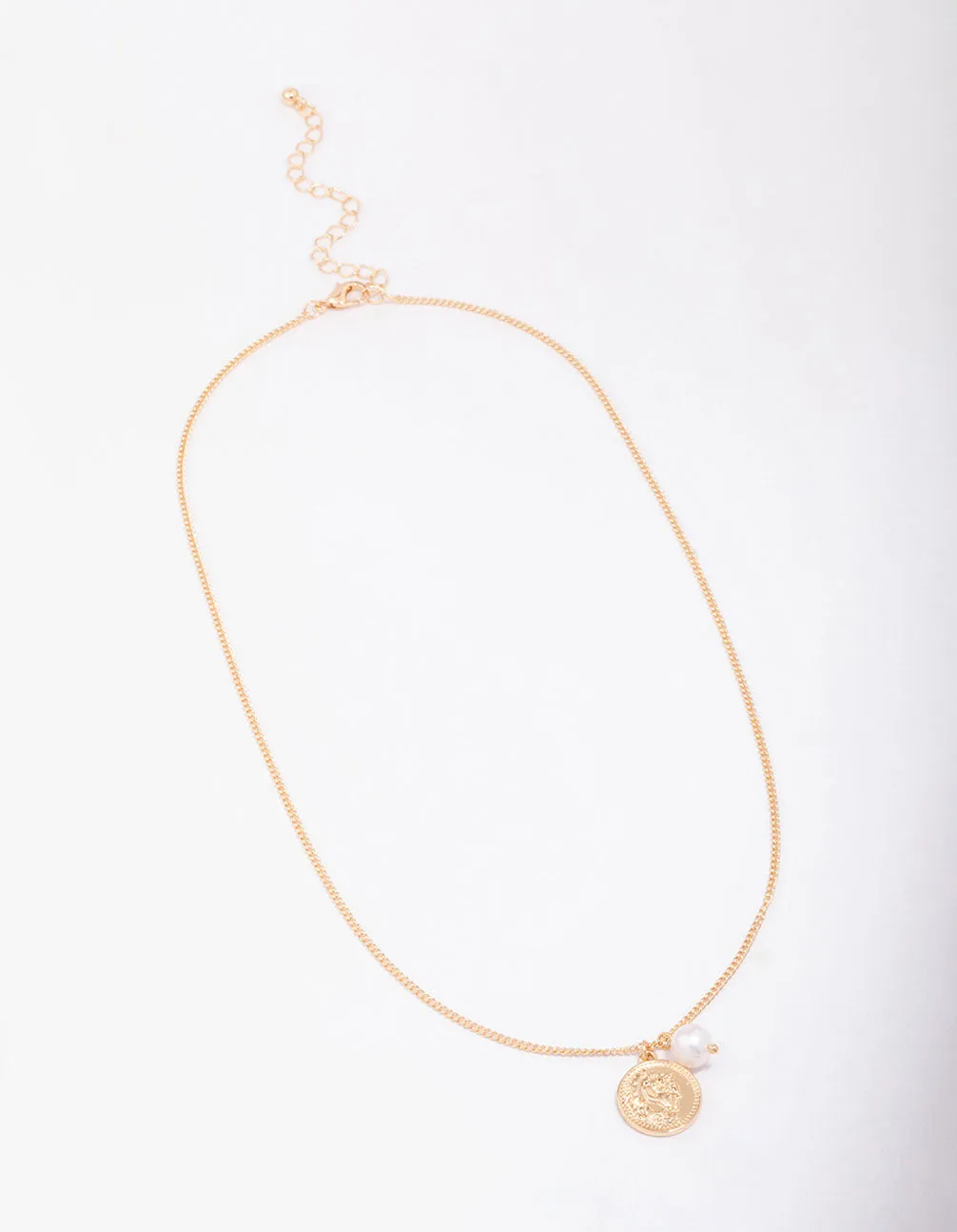 Gold Chunky Coin & Pearl Necklace