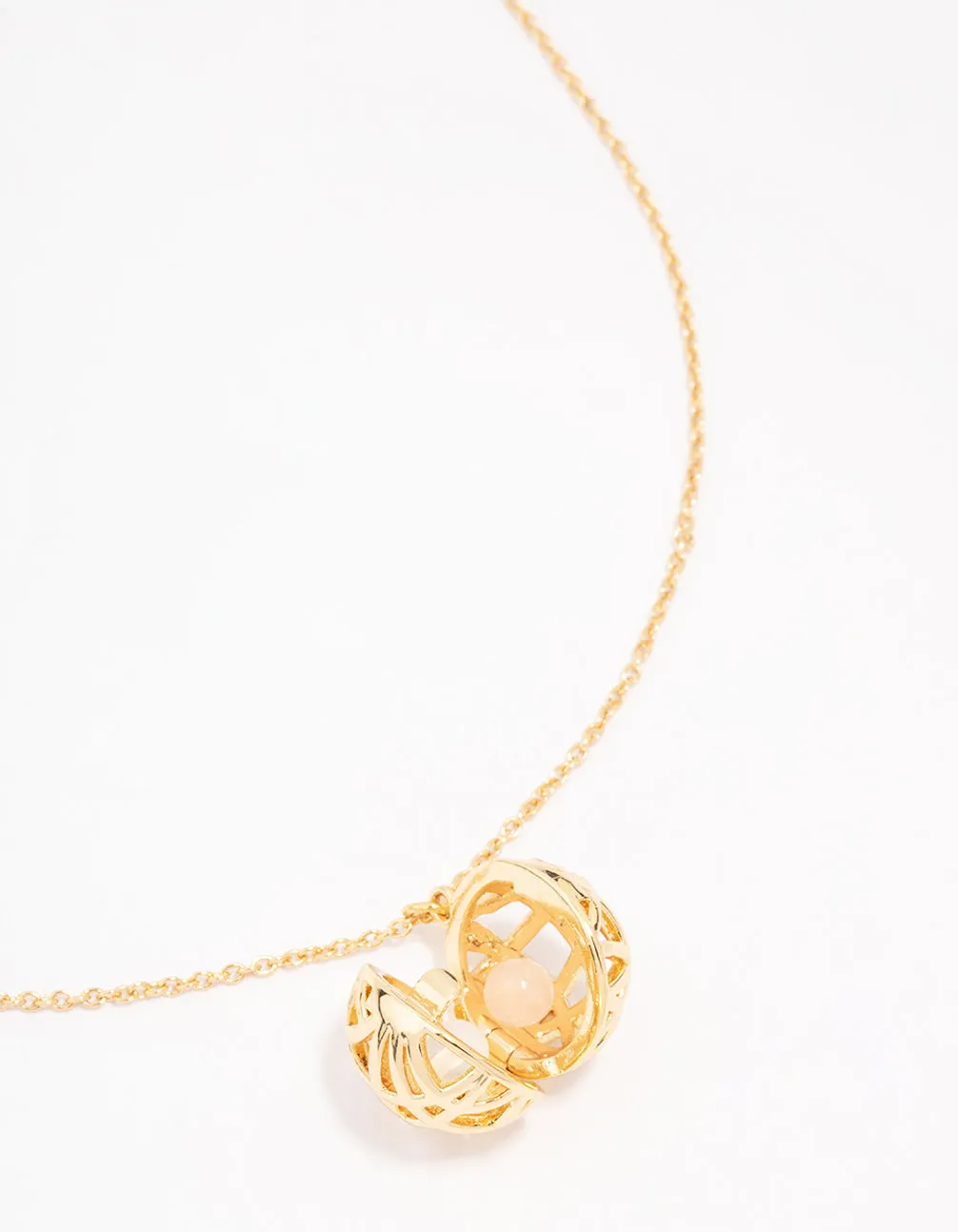 Gold Plated Sphere Pendant Necklace