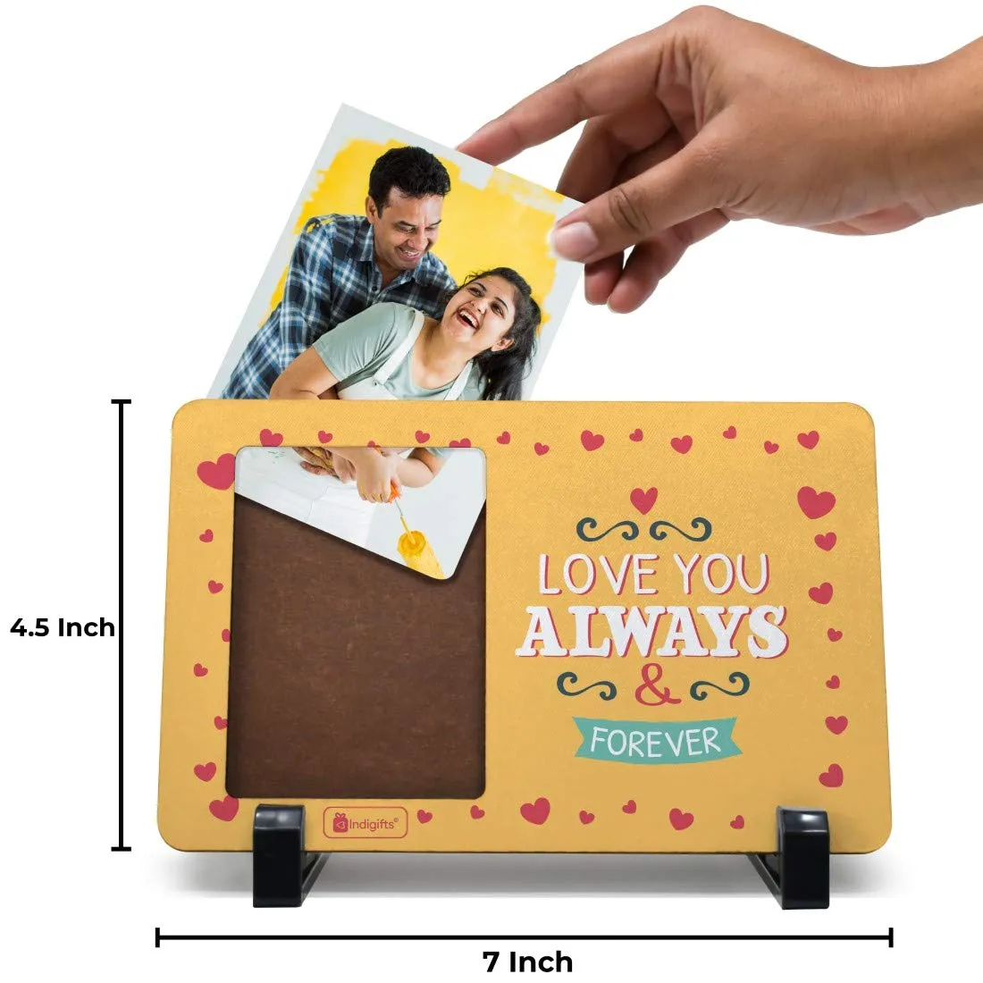 Indigifts Valentine gift for boyfriend Love You Always Printed Yellow Table Top Photo Frame - Love Gifts for Him, Gift for Her Love, Girlfriend Birthday Gift Special Love