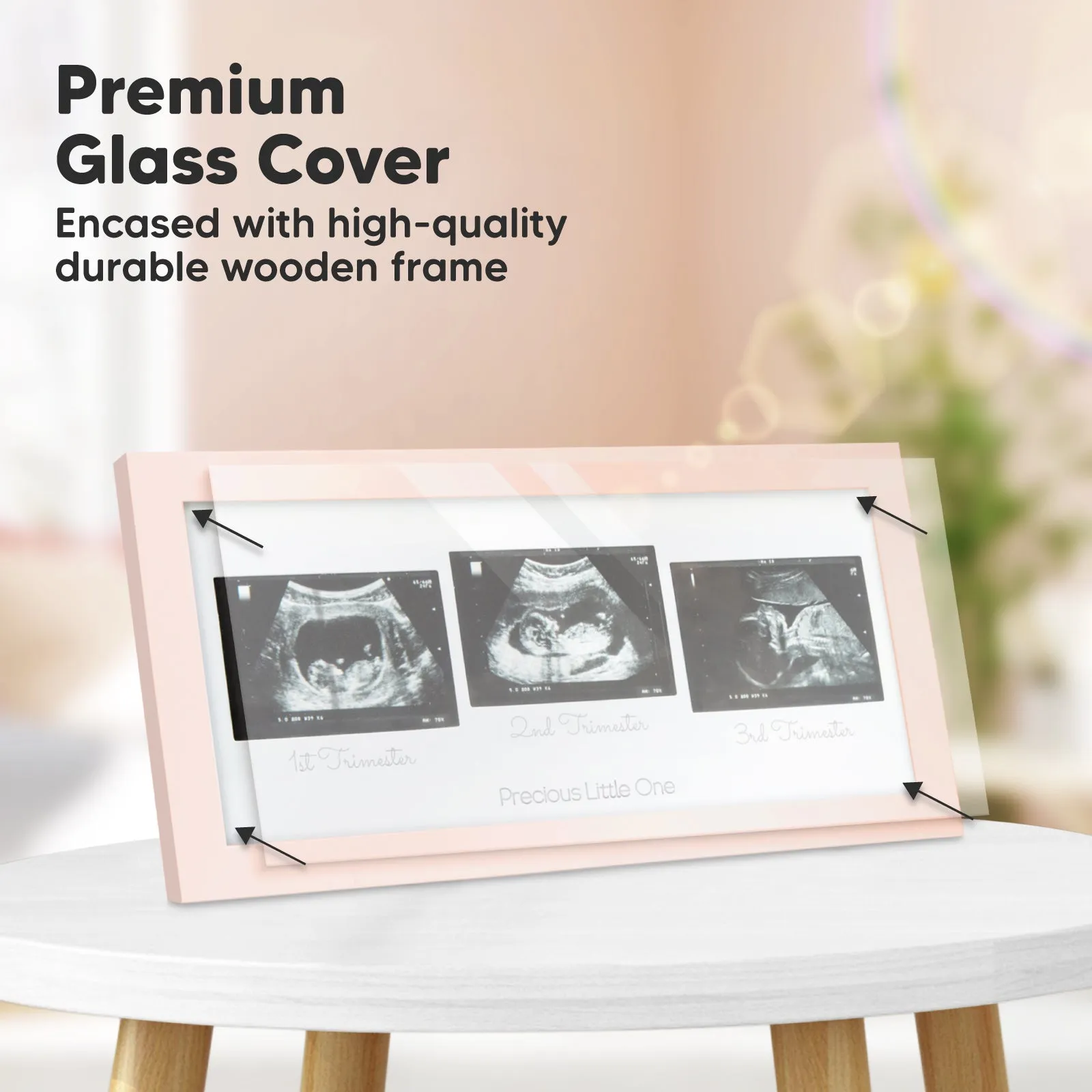 Trio Baby Sonogram Frame (Petal Pink)