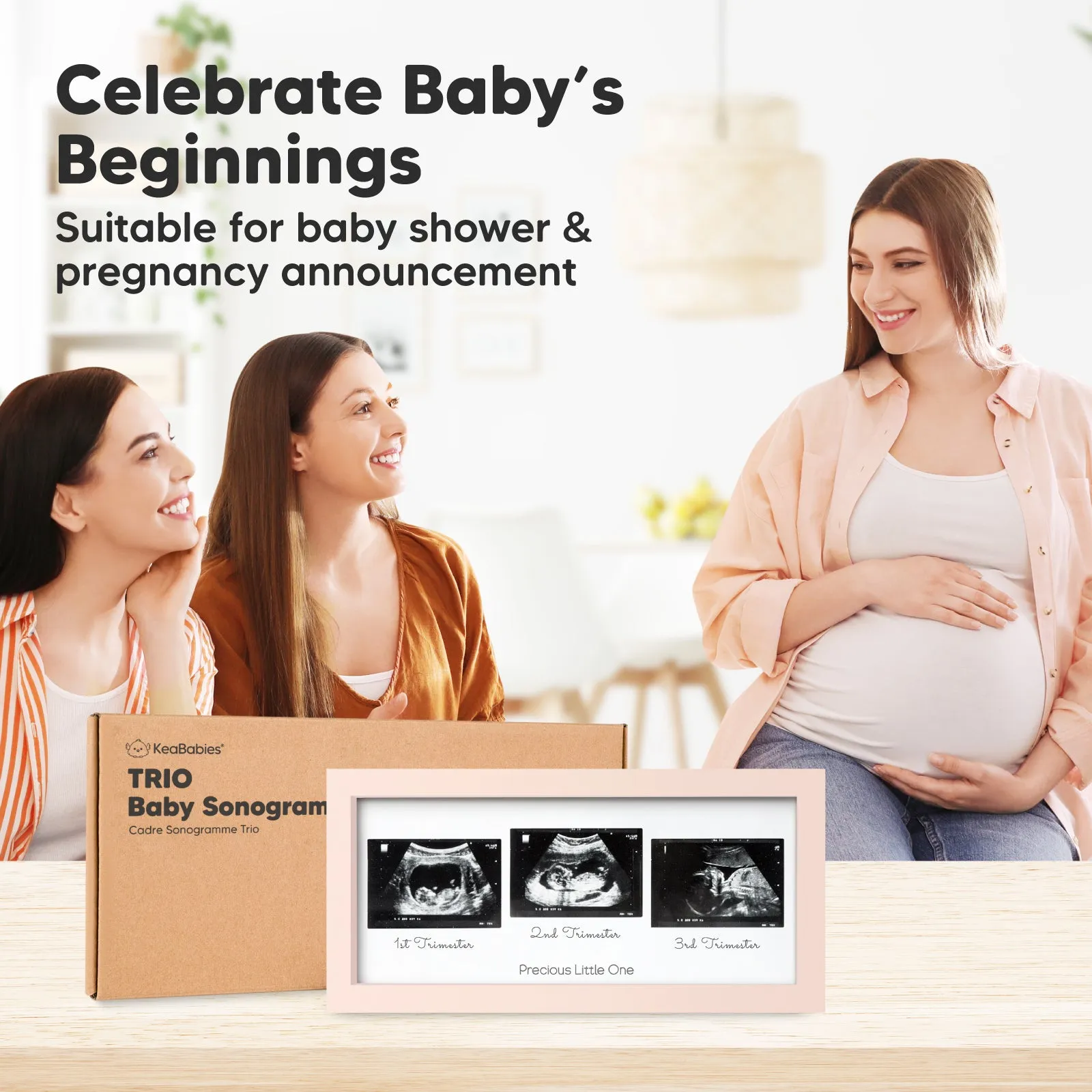 Trio Baby Sonogram Frame (Petal Pink)
