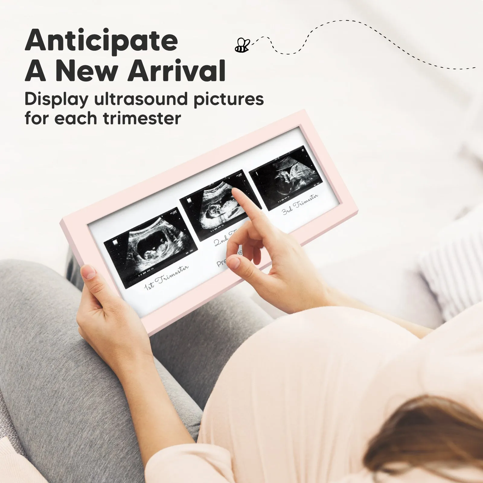 Trio Baby Sonogram Frame (Petal Pink)