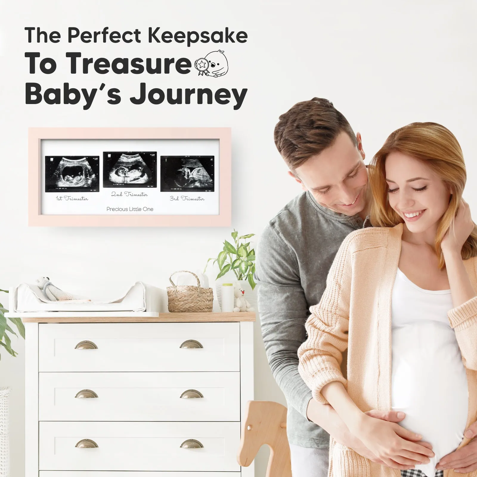Trio Baby Sonogram Frame (Petal Pink)