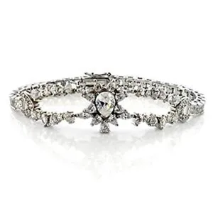 WildKlass Brass Western Bracelet Rhodium Women AAA Grade CZ Clear