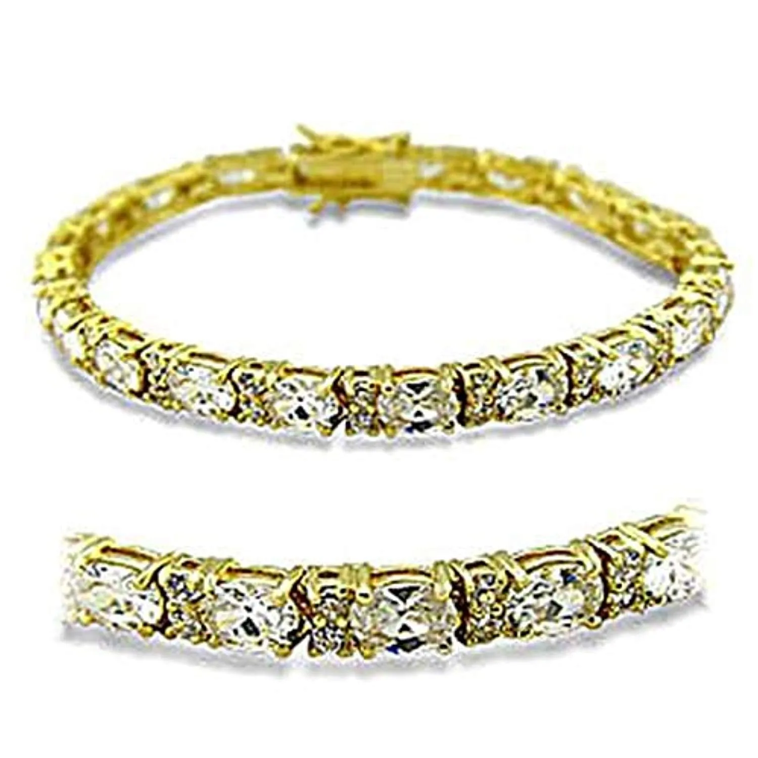 WildKlass Stainless Steel Western Bracelet Gold Women AAA Grade CZ Clear