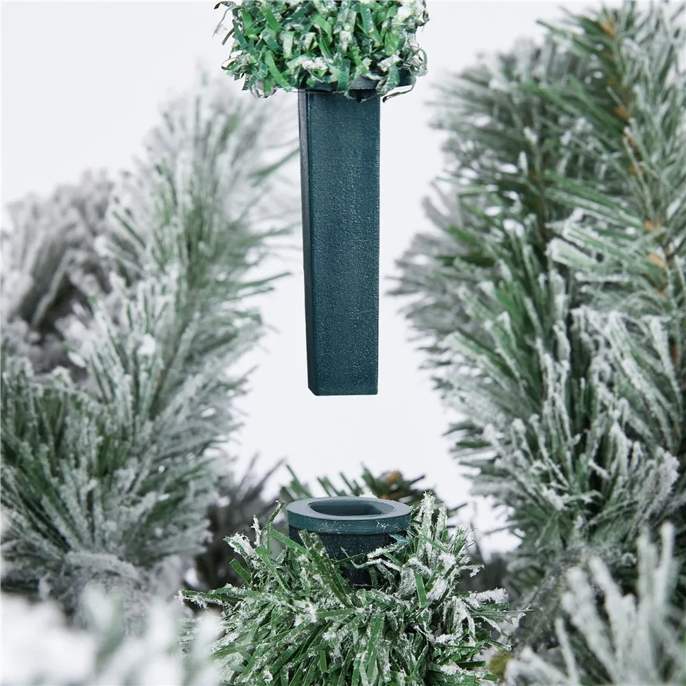 Yaheetech 9 Ft Pre Lit Flocked Artificial Christmas Tree Snow Frosted